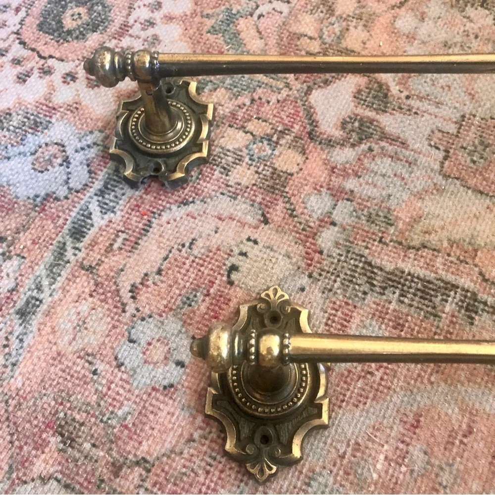 Amerock Carriage House Antiqued Brass Bathroom Towel Rack Bar MCM Bath Hand Set